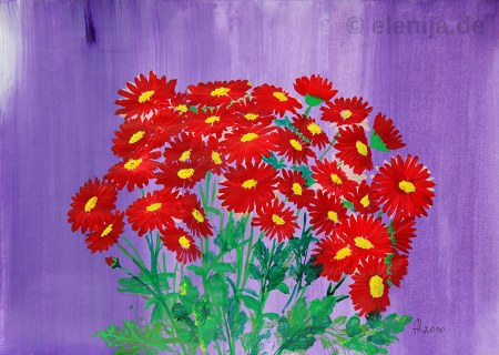 Rote Chrysanthemen, von Elenija