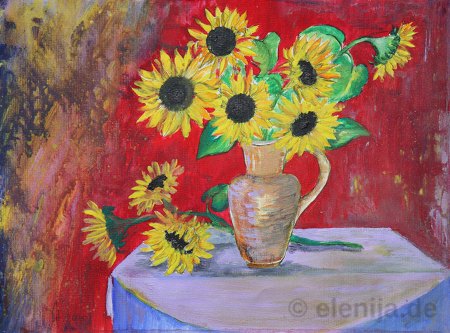 Sonnenblumen im Krug, von Elenija