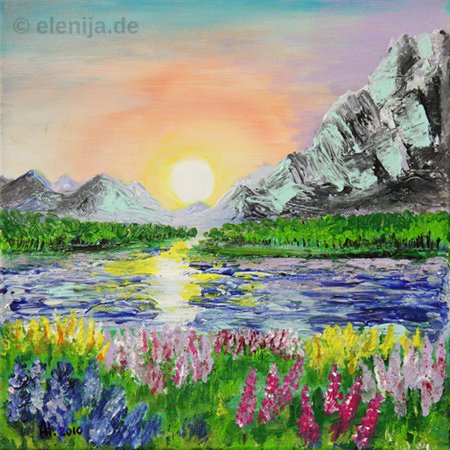 Lupine bei Sonnenaufgang, von Elenija