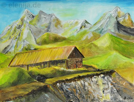 Haus in den Alpen, von Elenija