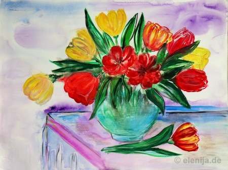 Vase mit Tulpen