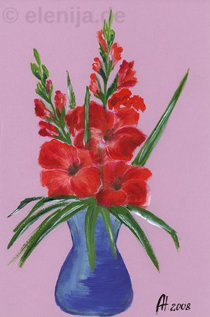 Rote Gladiolen, von Elenija